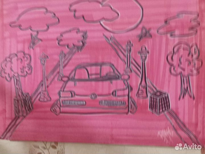 Картина чернилами 30х40 с креплением