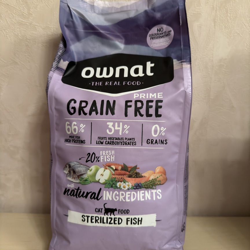 Сухой корм для кошек Ownat Grain Free 1 кг рыба