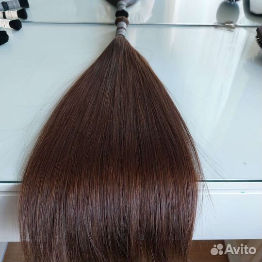 Волосы натуральные 60 см каштан