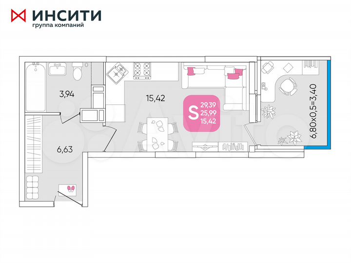 Квартира-студия, 29,4 м², 14/24 эт.