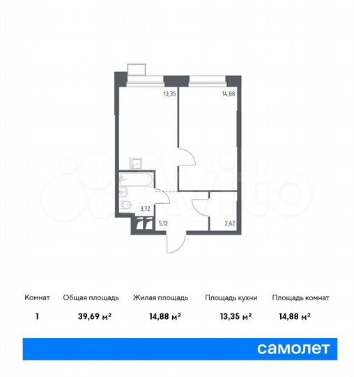 1-к. апартаменты, 39,7 м², 20/23 эт.