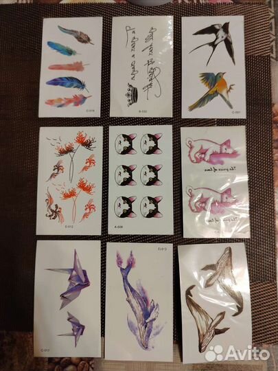 Временные тату наклейки переводилки. Новые