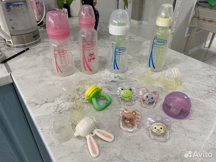 Бутылочки,соски dr Browns,ниблер,сушка