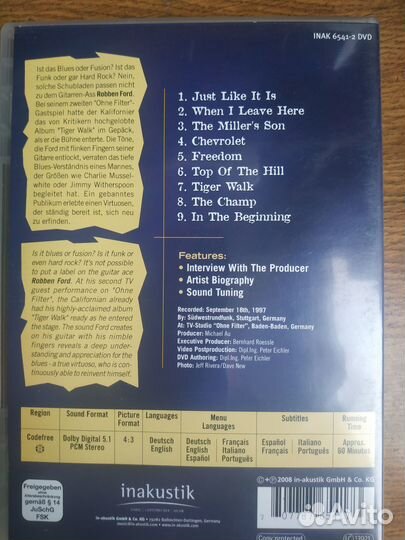 Robben Ford автограф DVD фирменные Музыка