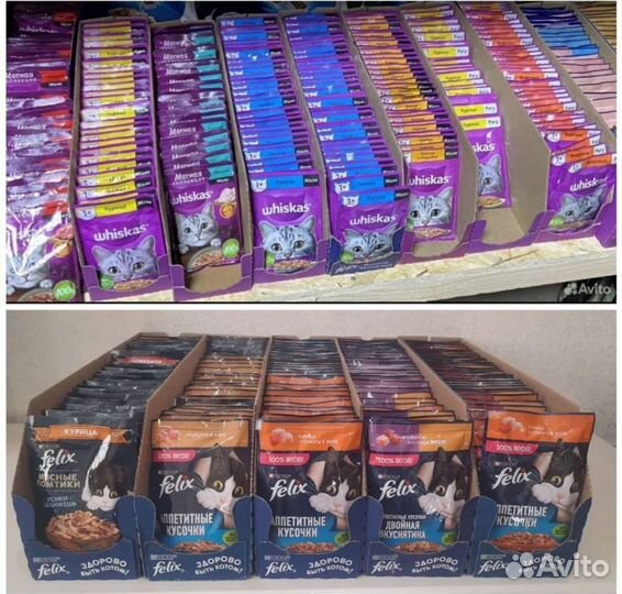 Жидкие влажные Корма Felix Whiskas Kitekat Sheba