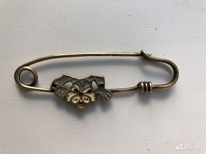 Знак детская булавка заяц Брошка бижутерия СССР