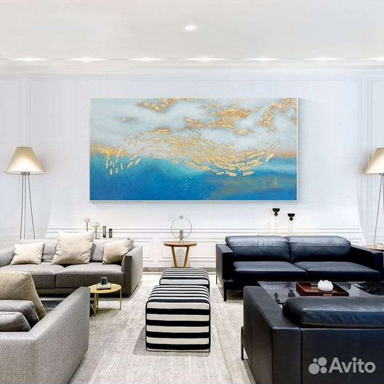 Картина на холсте маслом золотые рыбки