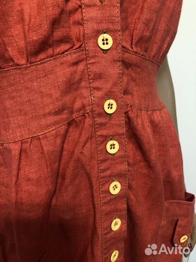 Сарафан льняной красно-оранжевый