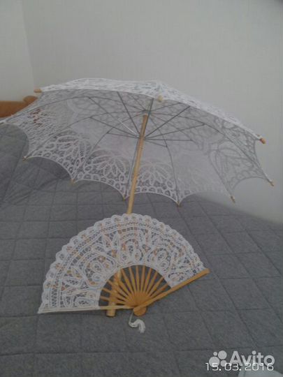Зонт и веер в аренду на свадьбу или для фото