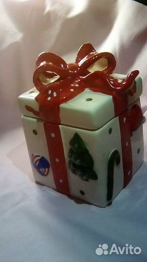 Шкатулка, сахарница Новогодняя новая 2шт