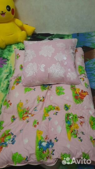 Детское теплое одеяло и подушка новое