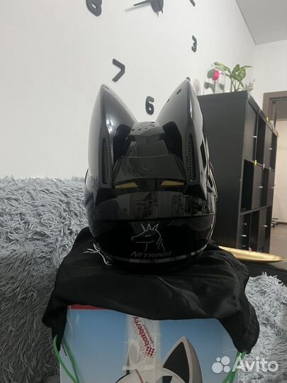 Мото шлем Nitrinos женский с ушками кошки