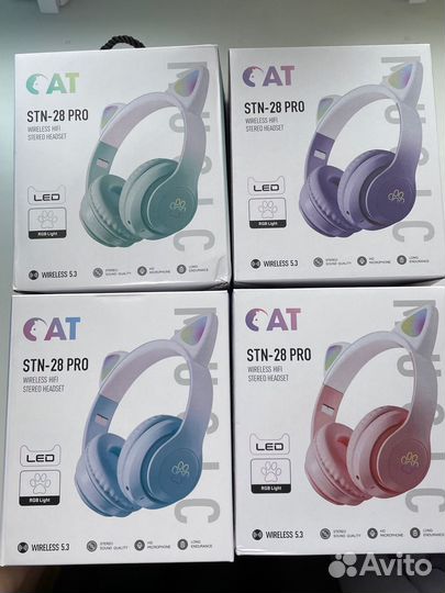 Беспроводные наушники с ушками светящиеся