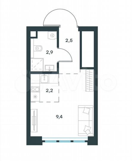 Квартира-студия, 17,2 м², 21/29 эт.