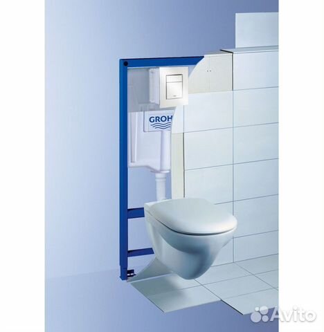 Инсталляция Grohe с белой кнопкой