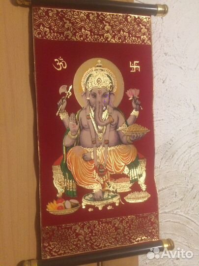Индуизское панно Шри Генеша (благополучие)золото