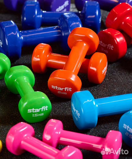 Гантель виниловая starfit DB-101 2 кг, оранжевый