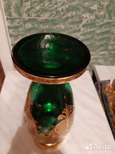 Ваза цветное стекло чехия с позолотой