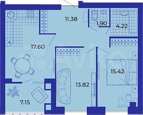 2-к. квартира, 71,5 м², 7/9 эт.