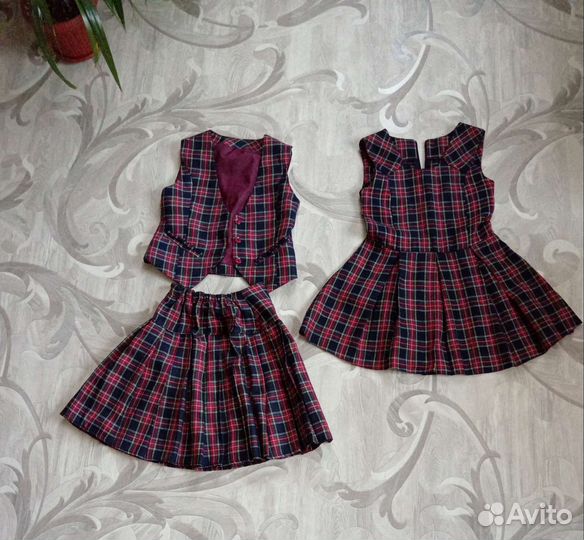 Бордовая клетчатая школьная форма