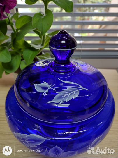 Бисквитница,зефирница Богемия кобальт