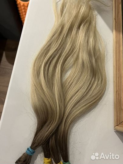 Волосы для наращивания 40 см блонд омбре