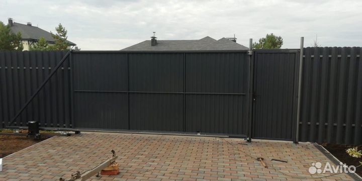Откатные ворота+установка