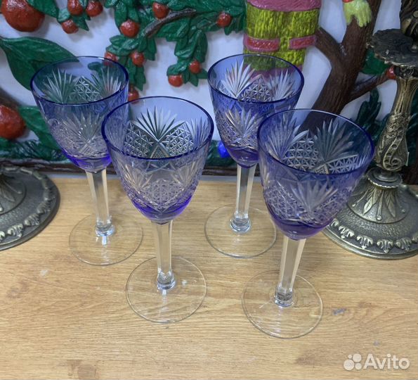 Рюмка хрусталь, кобальт. 4 шт