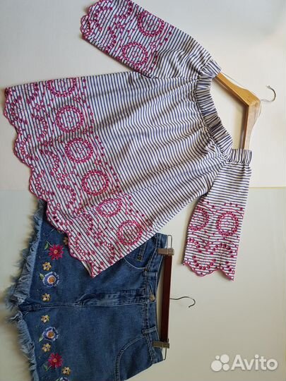 Шорты джинсовые + топ р.44-46 S /M