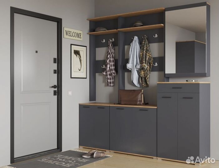 Прихожая модульная Афина Антрацит