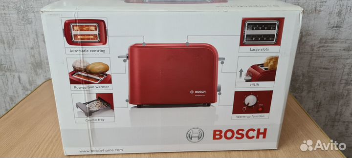 Тостер Bosch CompactClass TAT3A014, красный
