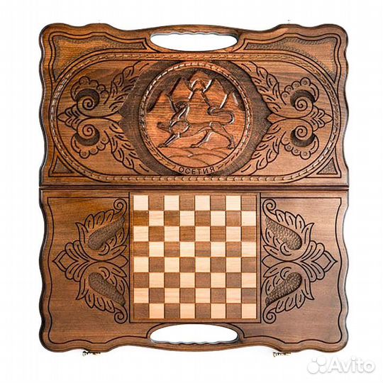 Нарды и шашки резные Герб Осетии 61 х 60 см бук Азербайджан 62618