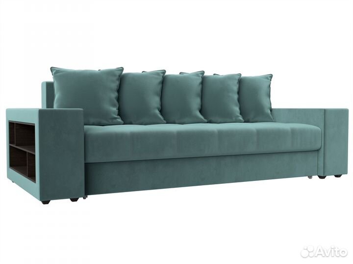 Диван прямой Дубай полки слева, Велюр, Модель 1105