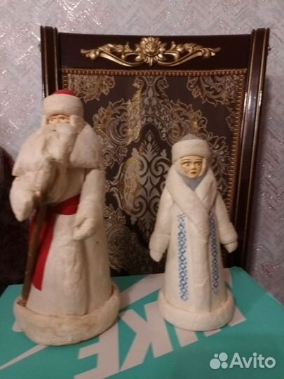 Дед Мороз и Снегурочка папье маше СССР