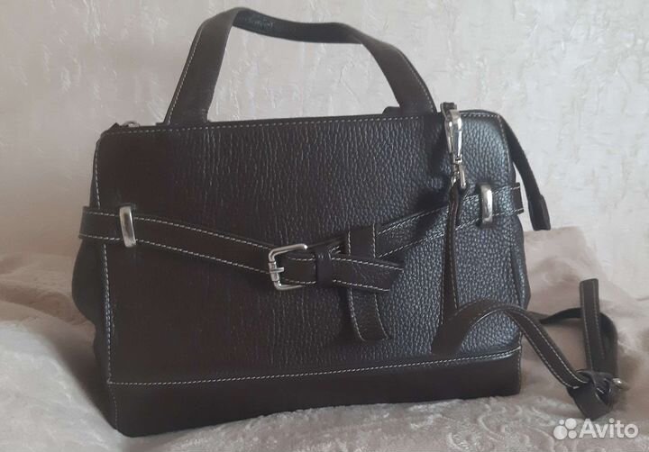 Сумка кожаная,коричневая Afina