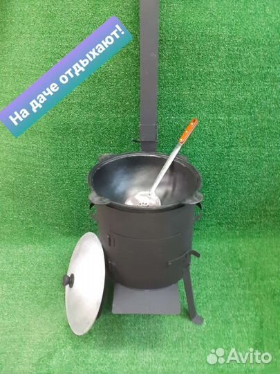 Печь с дымоходом под казан 10-12 л