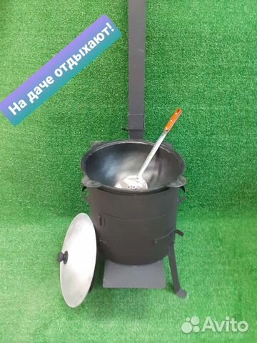 Печь с дымоходом под казан 10-12 л