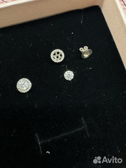 Пусеты с природными бриллиантами