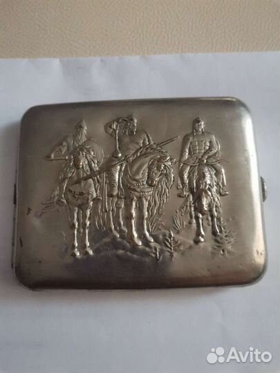 Портсигар Три богатыря. Мельхиор 40 года