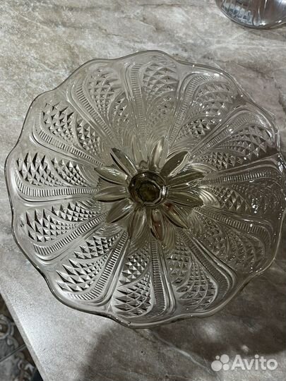 Ваза для фруктов на ножке стекло СССР