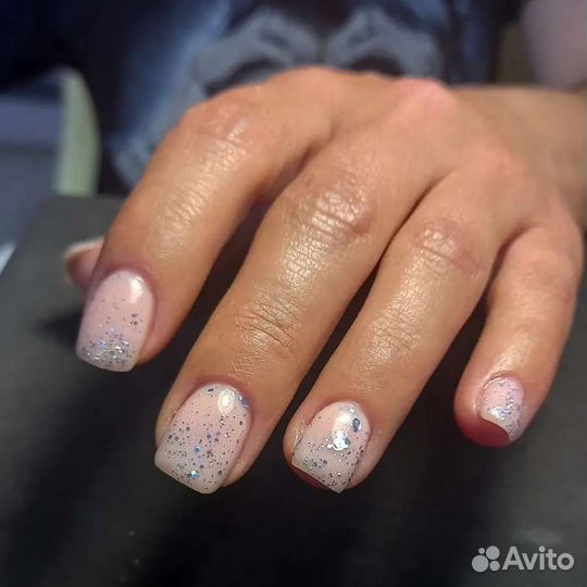Комбинированный маникюр, гельлак. на дому