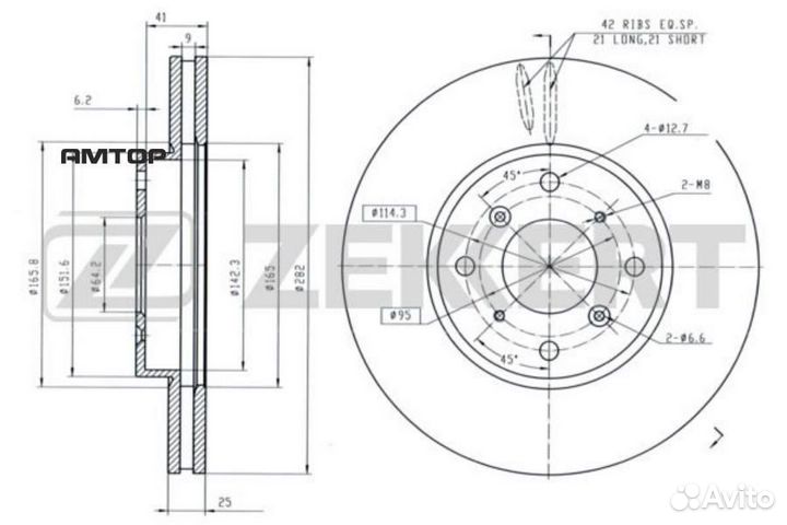 Zekkert BS6317 BS-6317 zekkert Диск тормозной пере