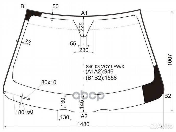 Стекло лобовое volvo C30 06-12/volvo S40/V50 4