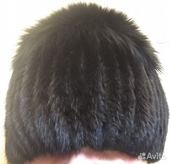 Шапка норковая вязаная женская