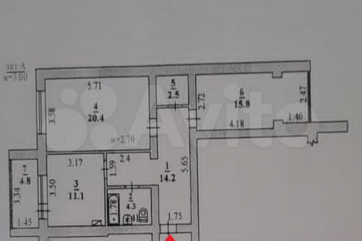 2-к. квартира, 68,3 м², 2/3 эт.