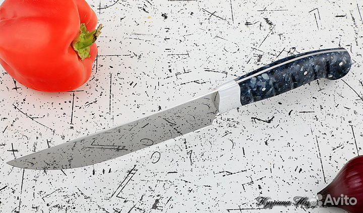 Нож Шеф № 8 сталь 95Х18 рукоять акрил синий