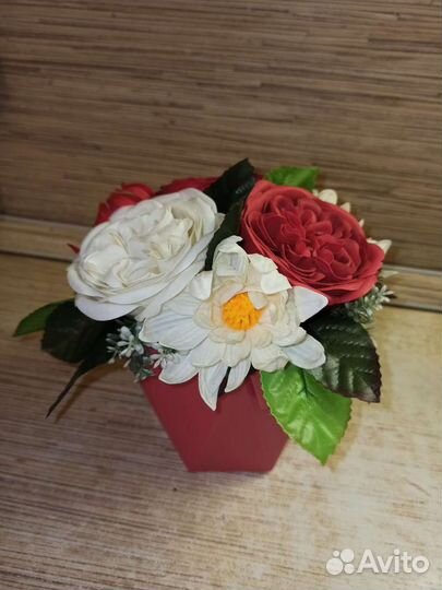 Букет пионы хризантемы мыльные цветы