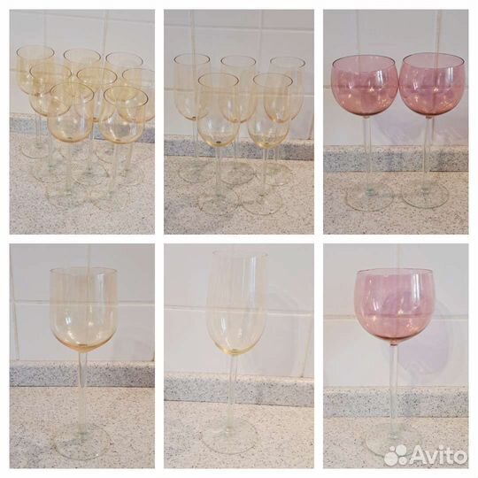 Фужеры СССР, цветной хрусталь и стекло, новые и бу