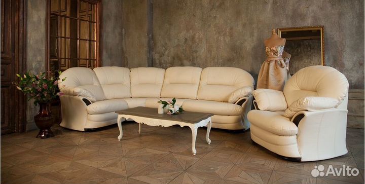 Диван кожаный угловой бу