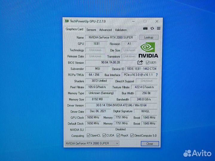 RTX 2080 super/i5-9600K/32 RAM/Z чипсет